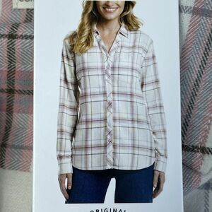 Weatherproof Women's M Plaid Blouse Pink e0285